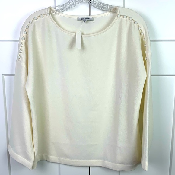 NWT Madewell Button Shoulder Ivory Top Blouse Size XS Capsule preppy romantic - Picture 1 of 7
